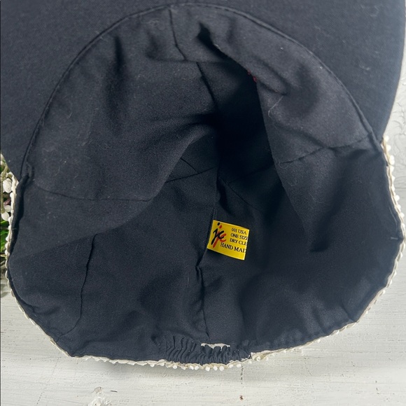 JC Sequin Black and White/ Cream Hat Elastic Back Cowhide or Dalmatian Pattern - Picture 9 of 14